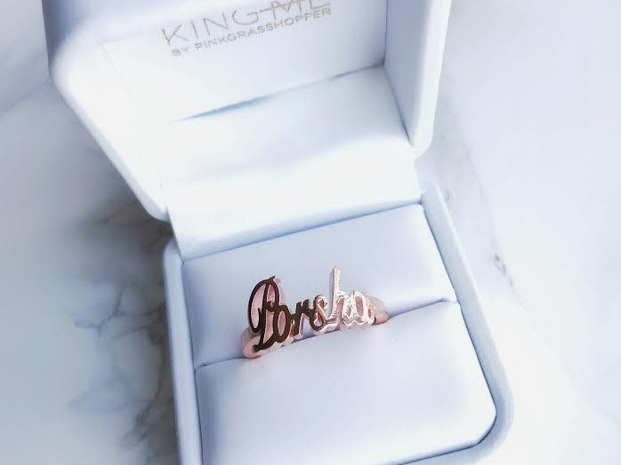 NAMEPLATE RING - KING ME Custom Jewelry by PG